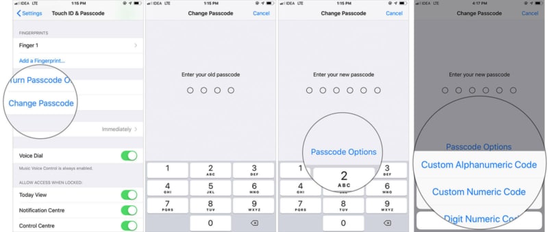 Change Passcode to Alphanumeric on iPhone