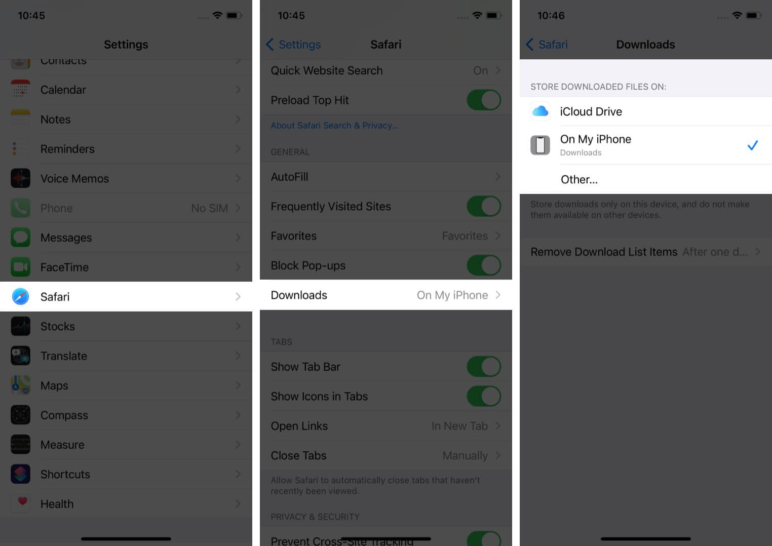 Change default Safari downloads location on iPhone