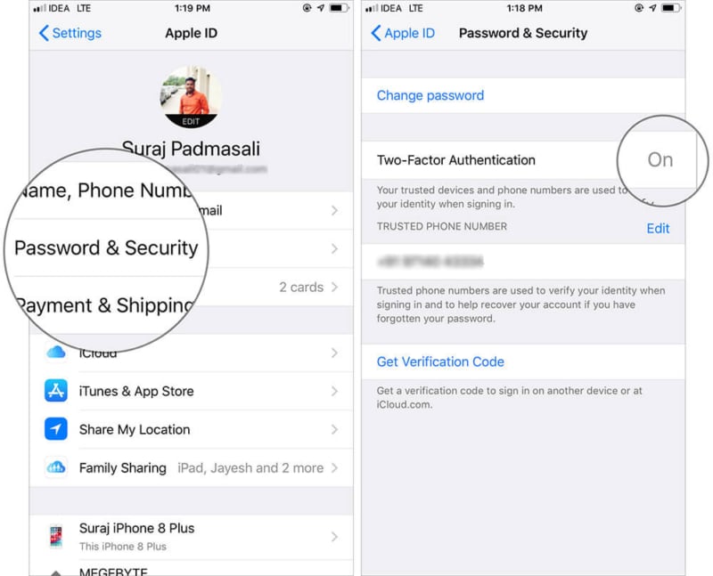 Enable Two-factor authentication for Apple ID on iPhone