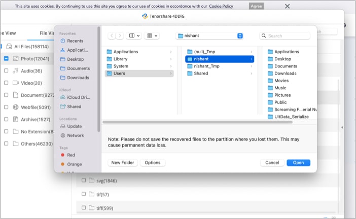Recover slected file using 4ddig mac data recovery