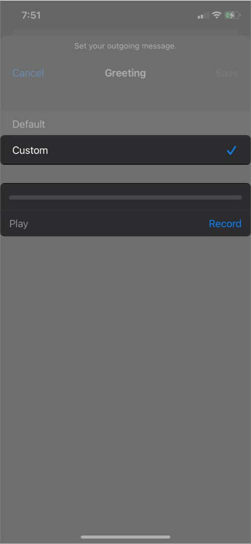 Set up custom greeting in voicemail on iPhone