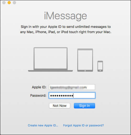 Sign in to Messages App on Mac
