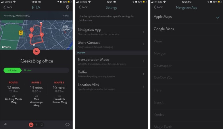 Eta iphone app integrates all major navigation apps