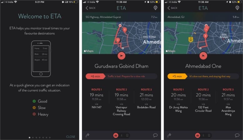 ETA iPhone app live traffic update