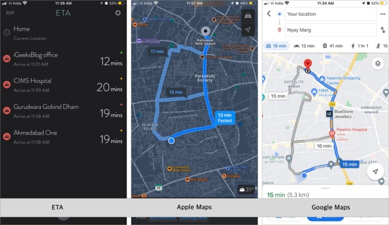 ETA iPhone app location dashboard review