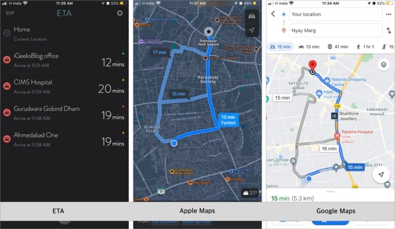 Eta iphone app location dashboard review