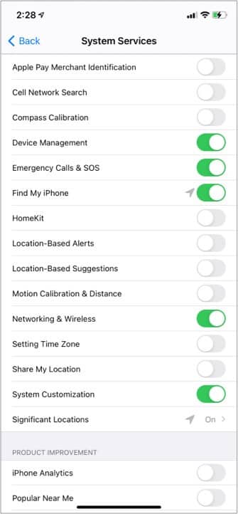 Location Services on personal iPhone