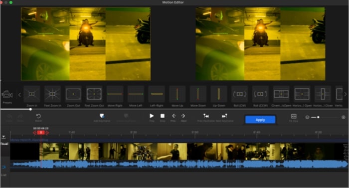 Motion editor in VideoProc Vlogger video editing software
