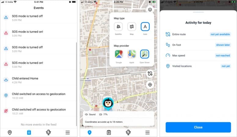 Track childs location history with Find My Kids app