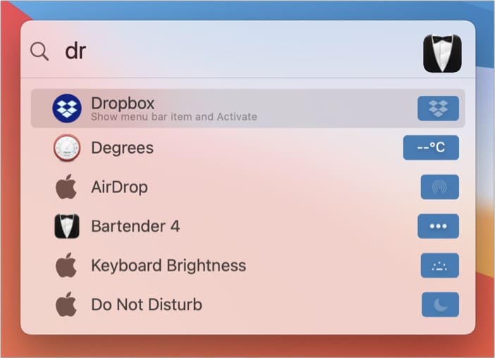 Bartender 4 Mac app to organize menu bar