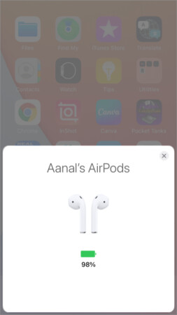 Check AirPods battery level on iPhone using the case