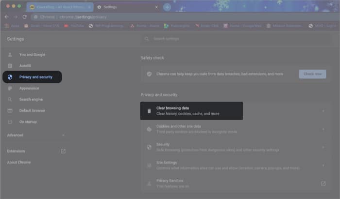 Clear Chrome Browsing Data on Mac