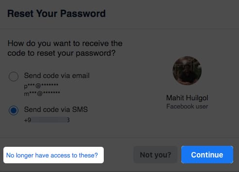 Click No longer have Access from FaceBook on Mac