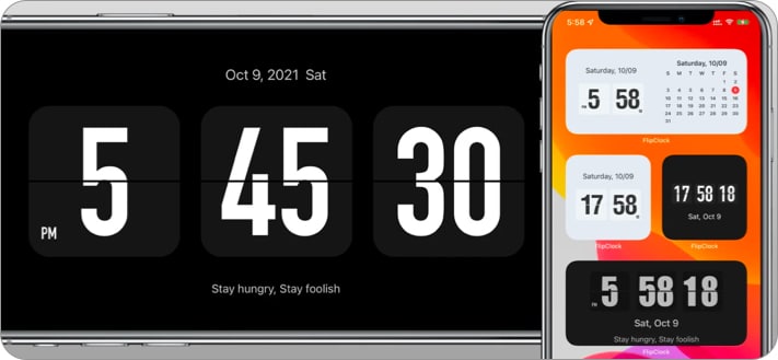 Flip Clock widget for iPhone Home Screen