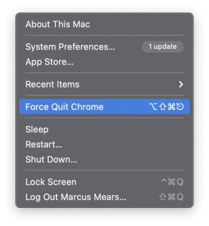 Force quit Chrom on Mac
