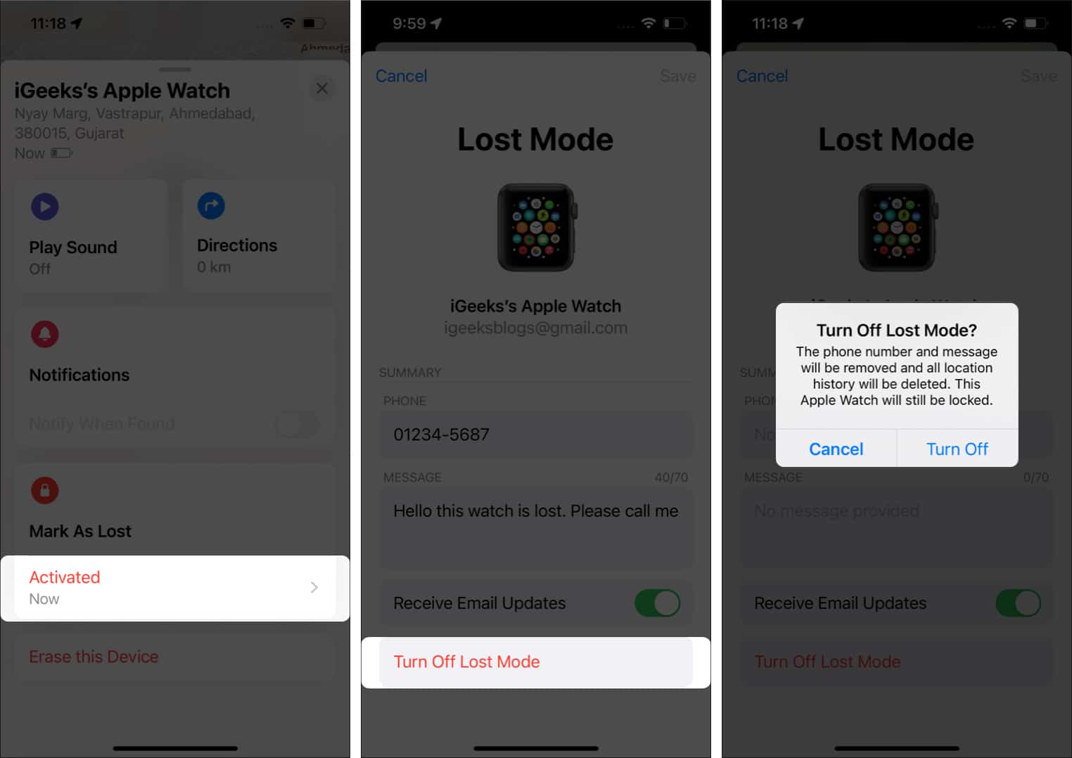 How to turn off or cancel Lost Mode