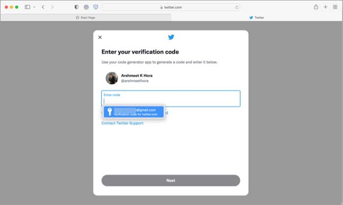 Login using two factor authentication on Mac