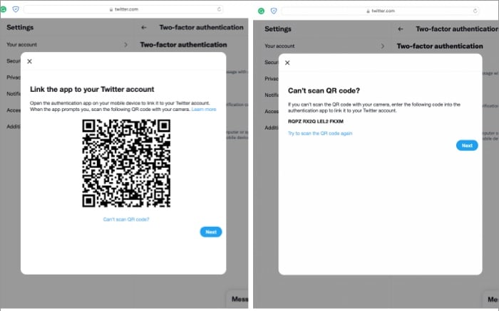 Quick setup QR code on Mac