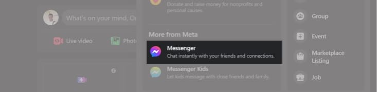 Select Messenger in-app in Facebook website