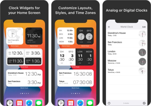 World Clock Widgets for iPhone Home Screen