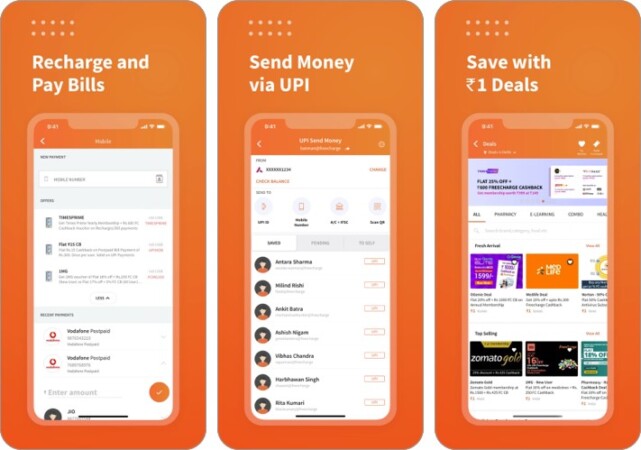 freecharge upi app screenshot