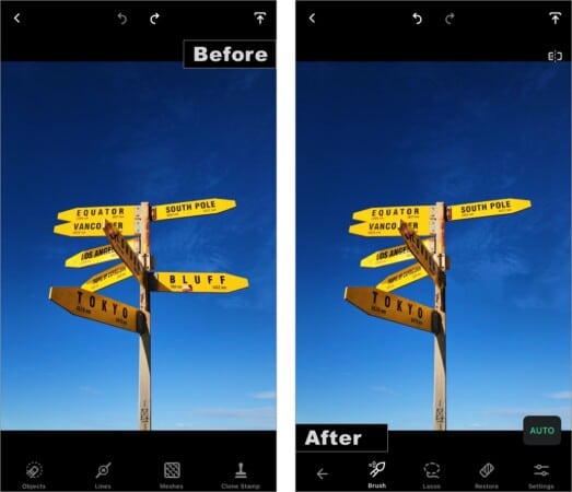 Get rid of unwanted objects with object aware in TouchRetouch app 