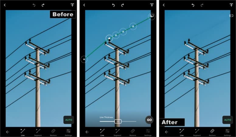 Remove unwanted lines and cables with TouchRetouch app 