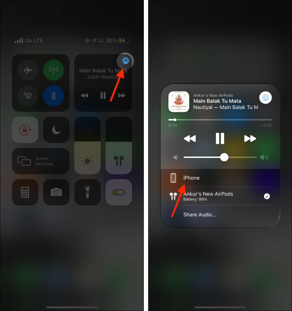 Switch audio output on iPhone and iPad