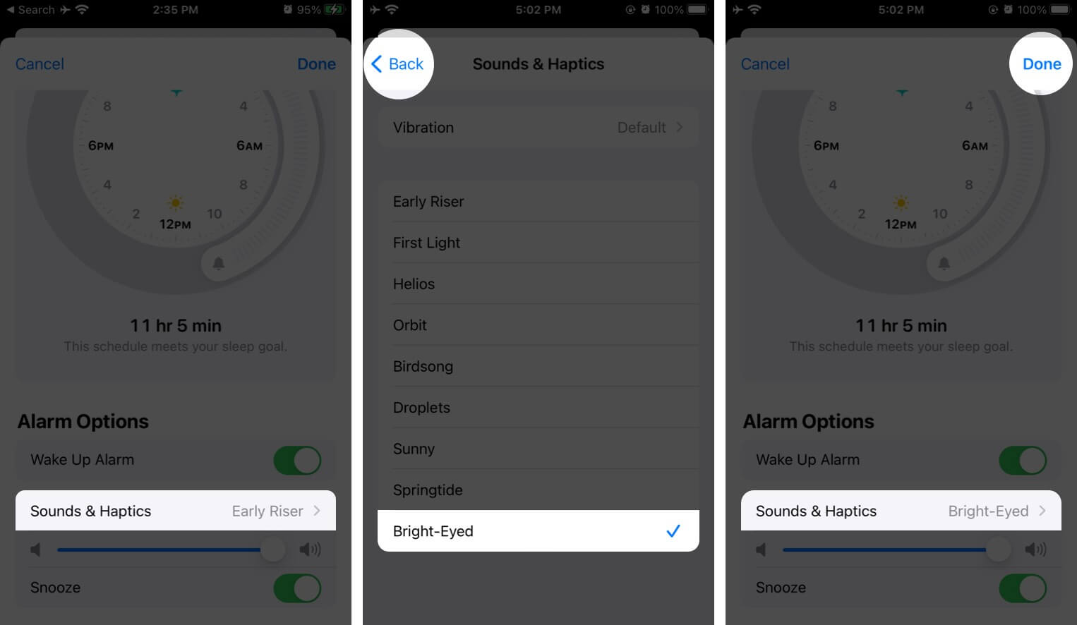 Tap on Sound & Haptics and Select Sound to Change Bedtime Alarm Sound on iPhone
