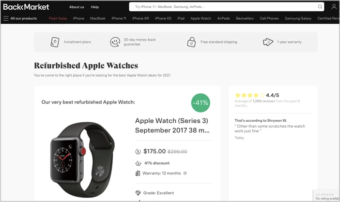 Back Market place to buy refurbished Apple Watch
