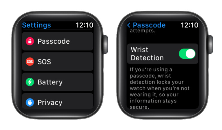 Enable wrist detection feature on Apple Watch