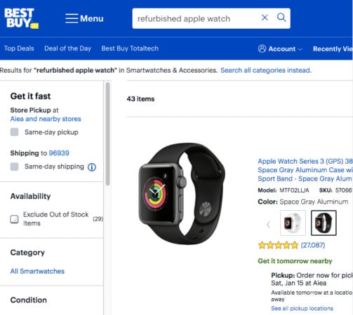 Geek Squad on Best Buy place to buy refurbished Apple Watch