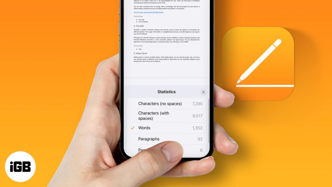 How to show the word count in Pages on iPhone, iPad, and Mac - iGeeksBlog