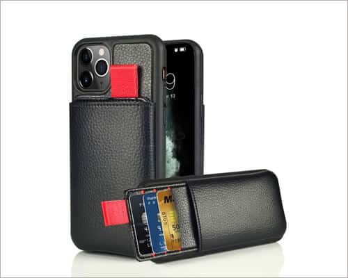 Lameeku iPhone 11 Pro Max Leather Card Holder Case
