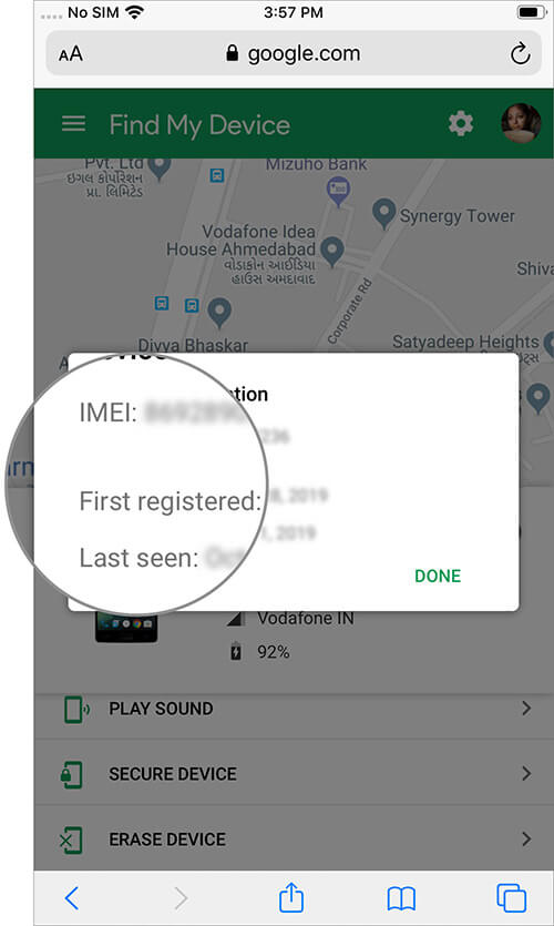 Popup will Show IMEI Number and Other Info of Android Device on iPhone