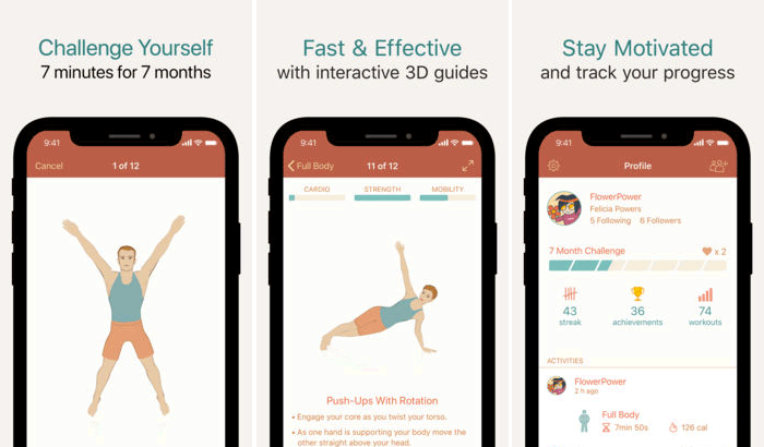 Seven – 7 Minute Workout Training Challenge iPhone and iPad App Screenshot