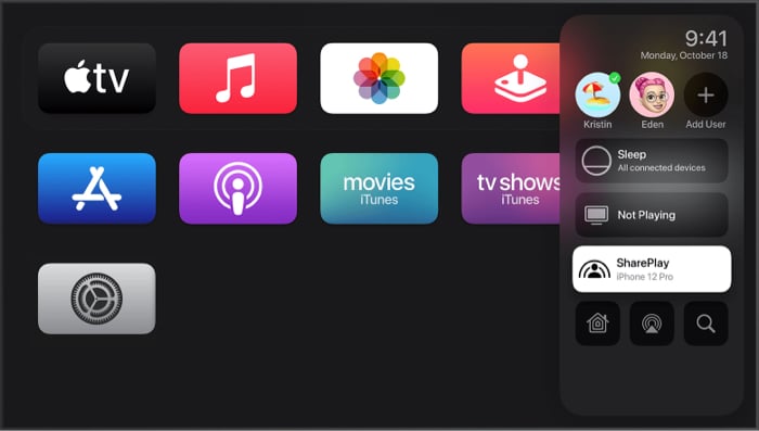 Запустите SharePlay на Apple TV через FaceTime
