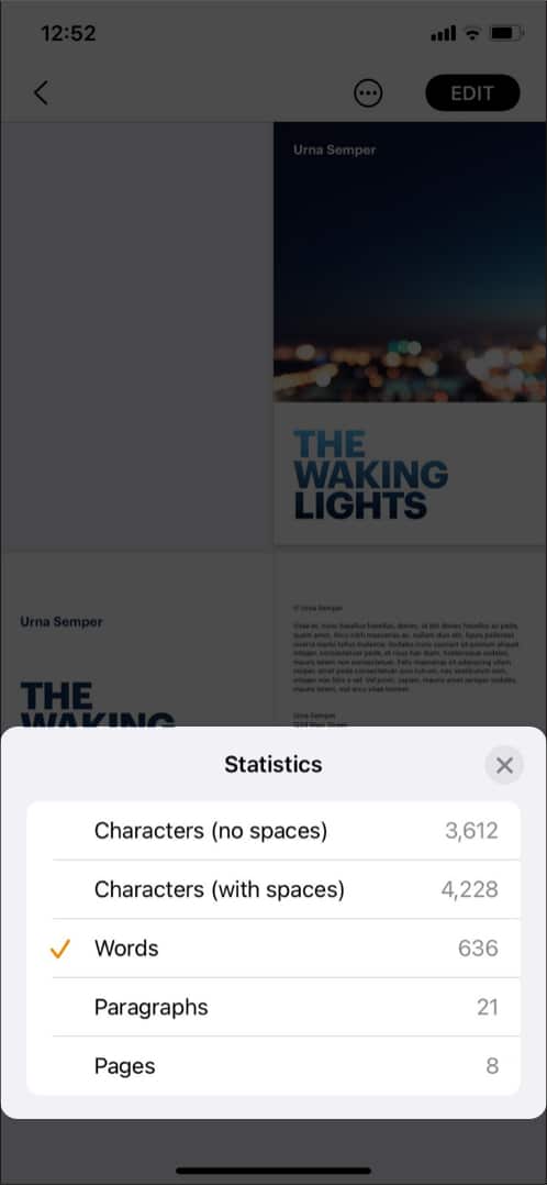 Tap the dialogue box in order to see more statistics on iPhone