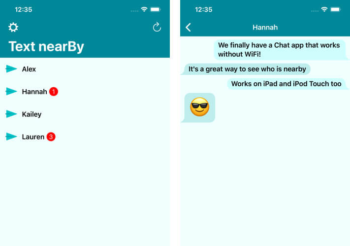 Text nearBy Offline Messaging iPhone App