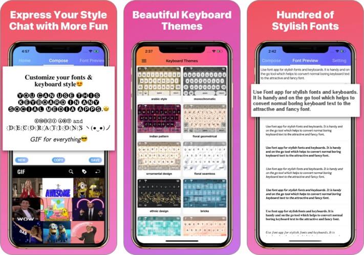 Coll Fonts Keyboard iPhone App Screenshot