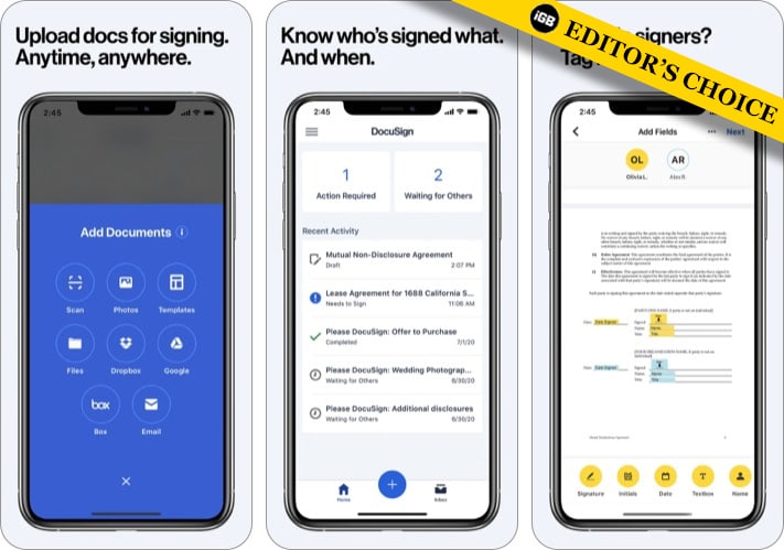 DocuSign electronic signature app for iPhone