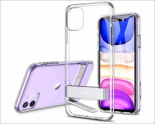 esr metal kickstand designed clear case for iphone 11