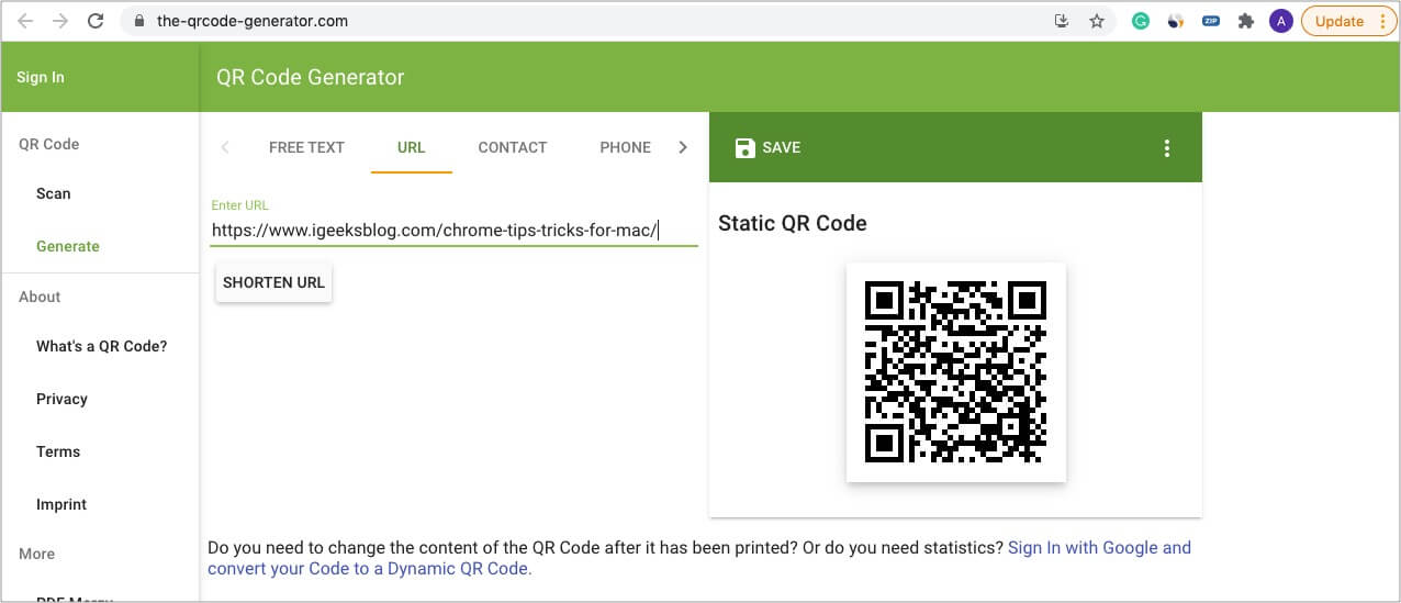 How to create QR codes quickly