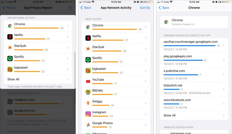 How to view App Privacy Report App Network Activity