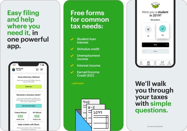 h&r iphone and ipad tax app screenshot