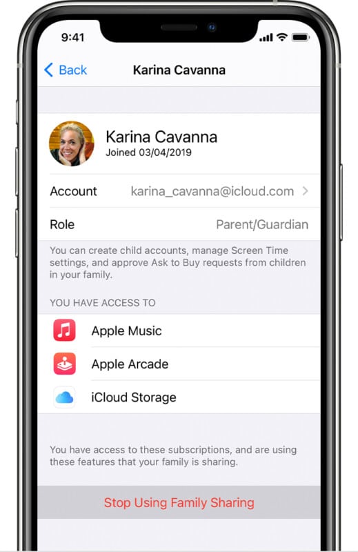 Leave Family Sharing on iPhone