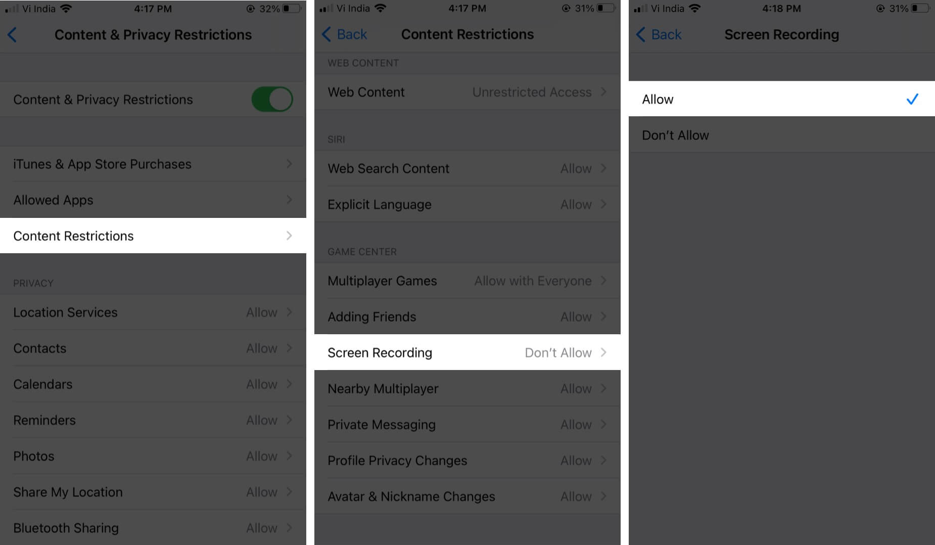 tap-on-content-restrictions-to-allow-screen-recording-from-screen-time-on-iphone