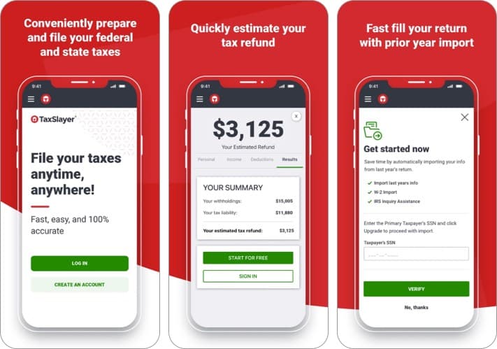 taxslayer iphone and ipad free tax app screenshot