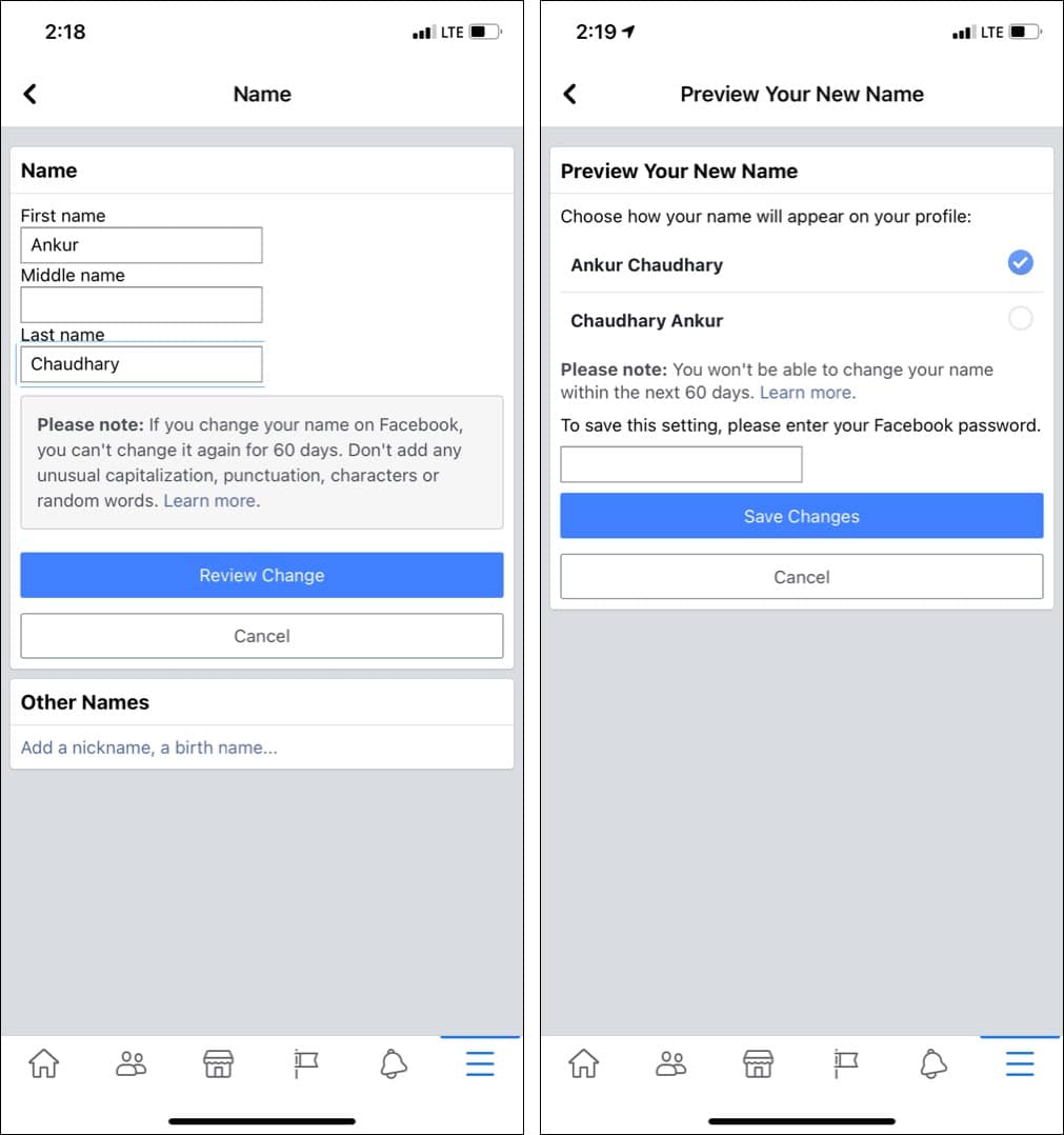 How to change your name on Facebook from iPhone iGeeksBlog