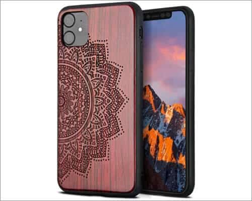 yfwood patterned wooden case for iphone 11